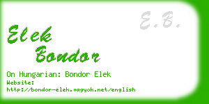 elek bondor business card